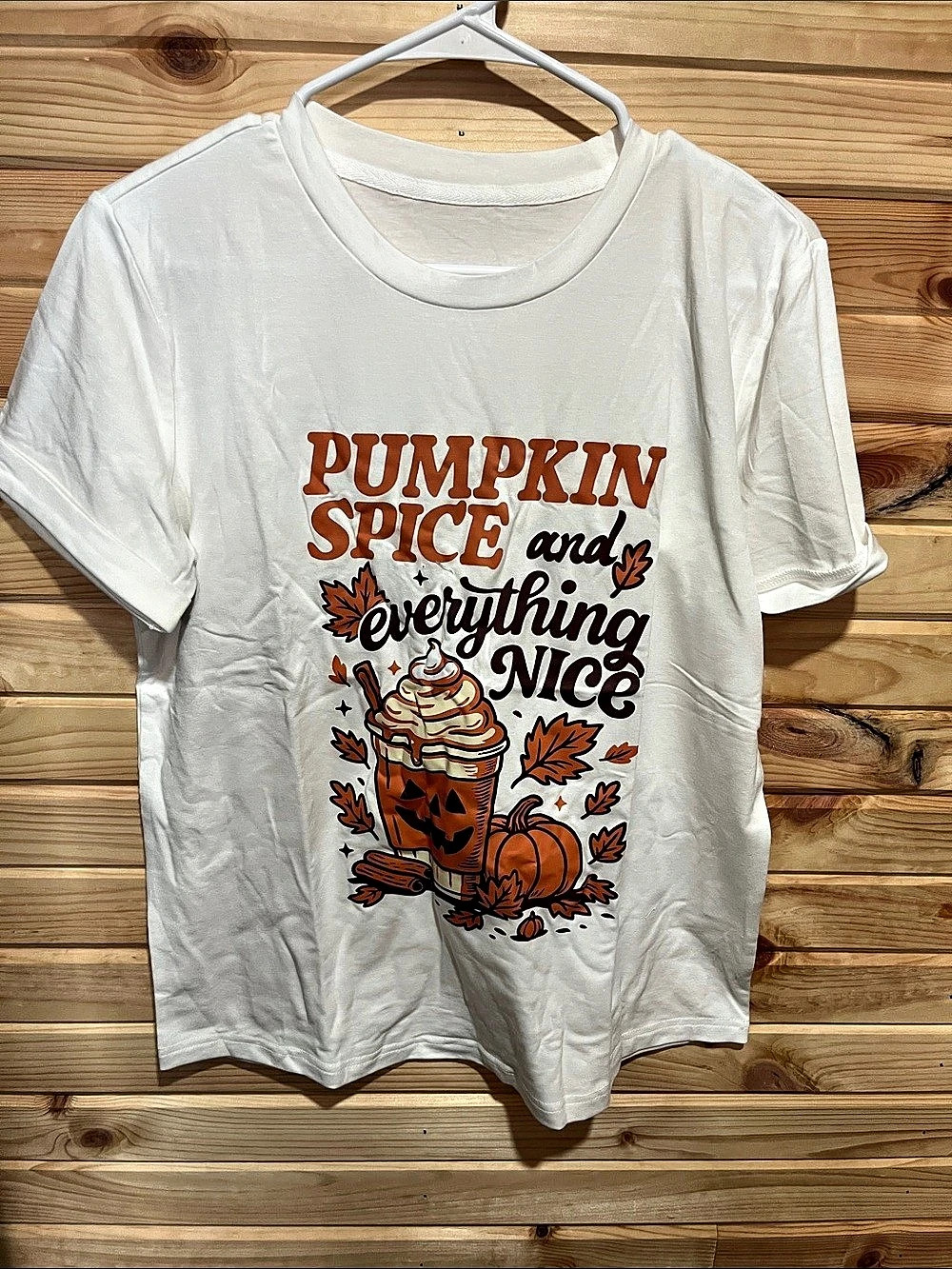 Graphic Short Sleeve Tee in White & Brown Size Small